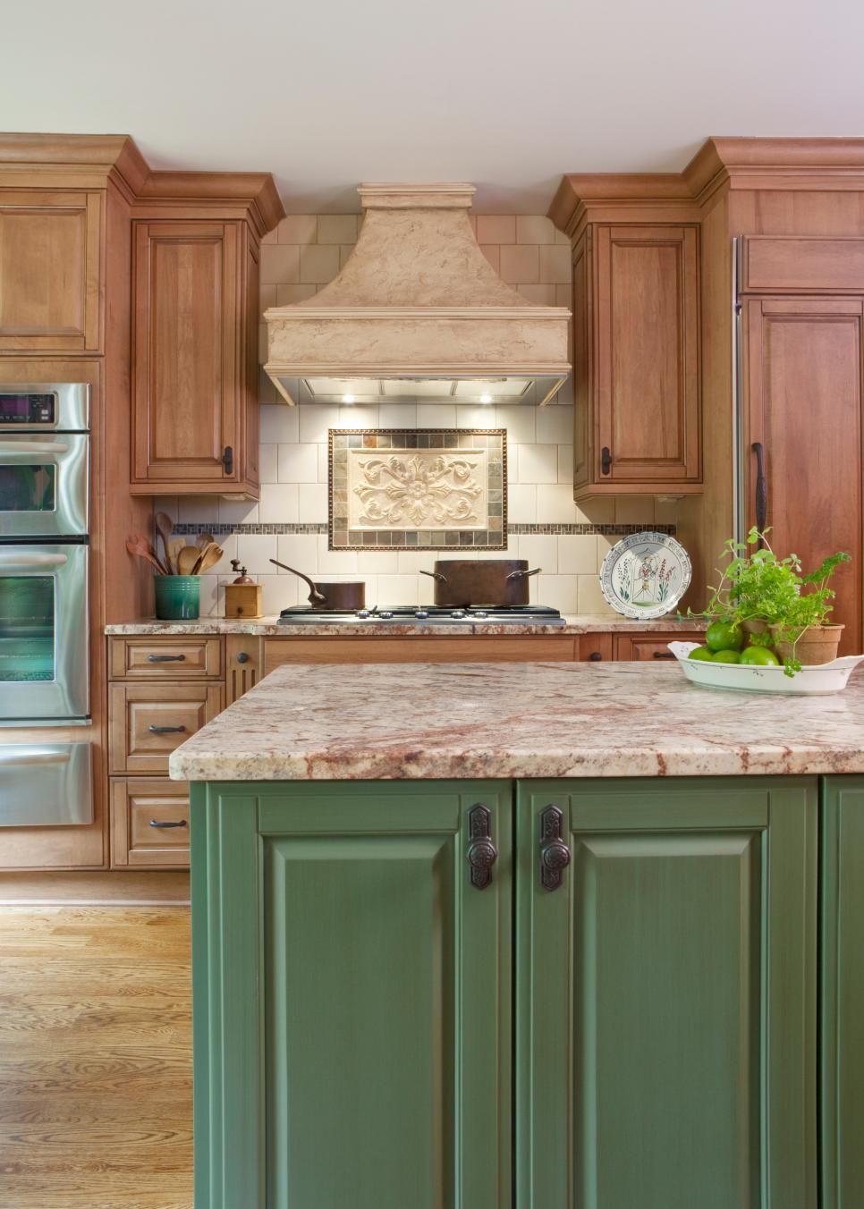 Quaint Bungalow Kitchen With Green Painted Island | HGTV