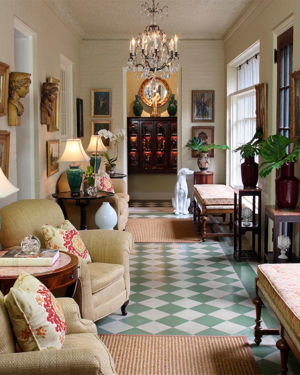 Traditional Sunroom With Victorian Tile Floor | HGTV