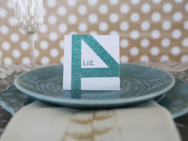 DIY Glittery Holiday Place Card