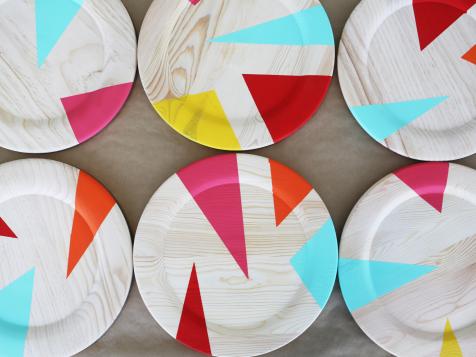 Set a Colorfully Mod Table With DIY Geometric Wood Chargers