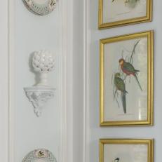 Wall Plates and Bird Prints in Traditional Breakfast Room