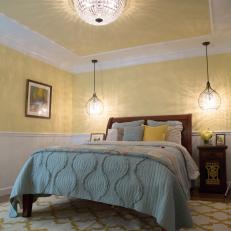 Yellow Transitional Master Bedroom Is Bright, Sunny