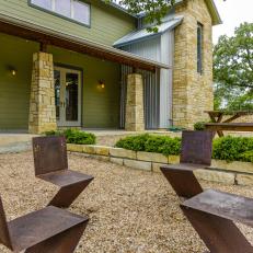 Modern Brass Outdoor Chairs in Spacious Patio 