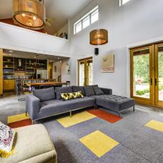 Open Modern Great Room with Vaulted Ceilings 