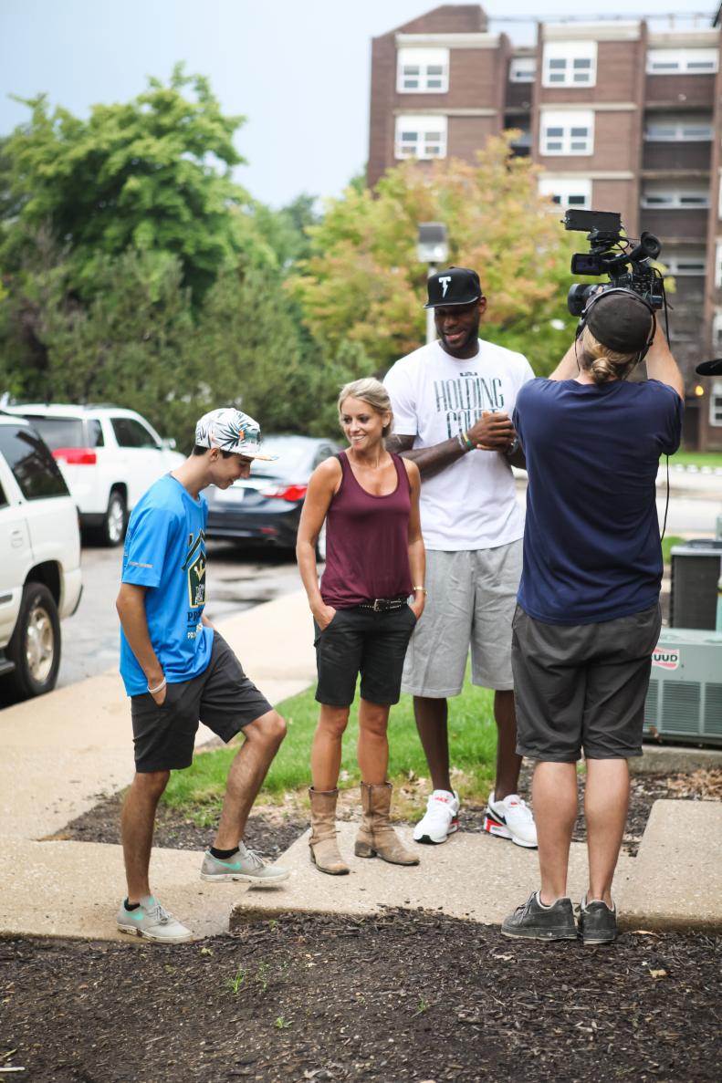 LeBron James with Nicole Curtis and Son Being Filmed 
