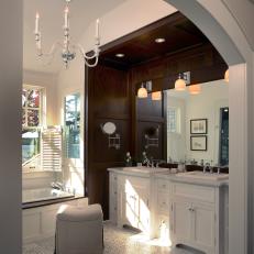 Elegant Master Bathroom With Cased Vanity Opening