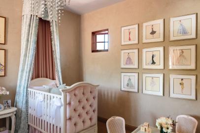 pink tufted crib