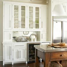 White Country Kitchen Cabinets With Linear Hardware