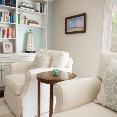 Beachy Art Lends Nautical Touch to Transitional Family Room 