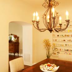 Traditional Dining Room Features Playful Egg Cup Display
