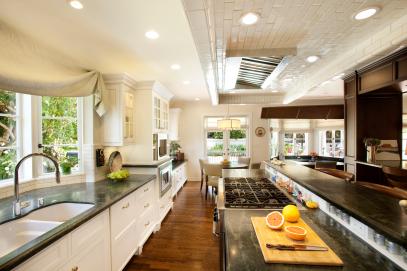 Traditional White Kitchen With Green Soapstone Countertops Hgtv