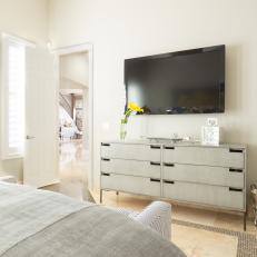 Contemporary Gray Dresser in Soothing Bedroom