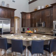 Transitional Kitchen With Beautiful Brown Cabinets