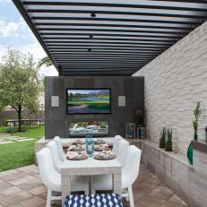 Outdoor Dining Room With TV