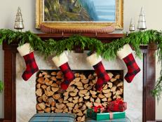 Rustic Holiday Fireplace and Mantel