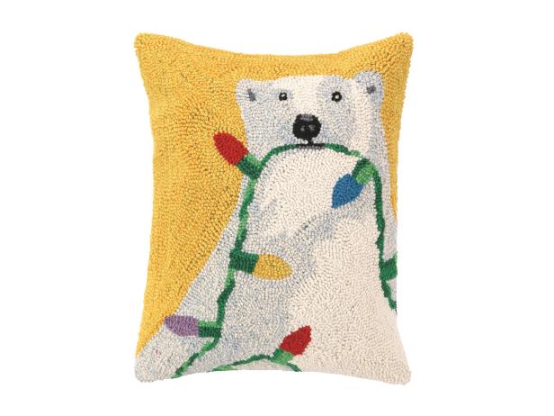 holiday polar bear pillow