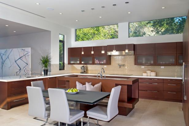 Contemporary Kitchen With Sleek Brown Cabinets