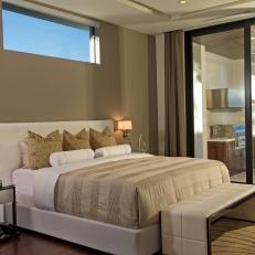 Contemporary, Neutral Master Bedroom Is Warm