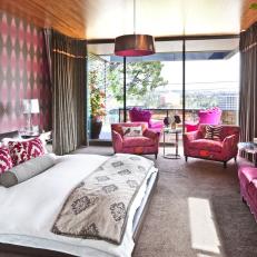 Fuchsia and Brown Moroccan-Inspired Bedroom
