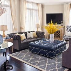 Stylish Living Room Boasts Beautiful Blue Palette