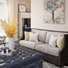 Transitional Living Room With Two-Toned Sofa