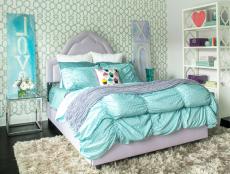 Glamorous Girl's Bedroom With Patterned Accent Wall