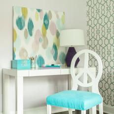 Girl's Workspace With Trendy Ikat Artwork