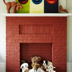 Teddy Bears Inhabit Boy's Room Fireplace