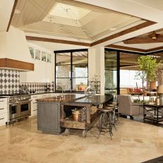 Open Plan Kitchen in Neutral Tones Invokes Comfort and Style