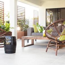 Tropical Outdoor Room With Papasan-Inspired Chairs