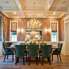 Formal Dining Room Feels Elegant in Red and Cream
