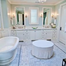 Peaceful Spa Bathroom With Fresh Mint And White Accents