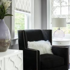 Structured Black Armchair in Posh Gray Family Room