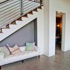 Seating Nook Tucked Under the Stairs