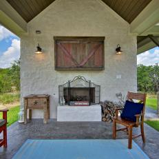 Country-Style Backyard Patio With Fireplace