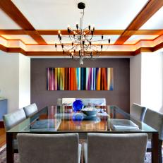 Contemporary Dining Room With Colorful Wall Art