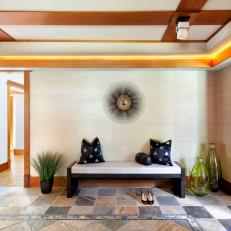 Contemporary Foyer With Bench Seating