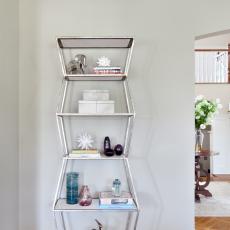 Geometric Bookshelf in Modern Living Room