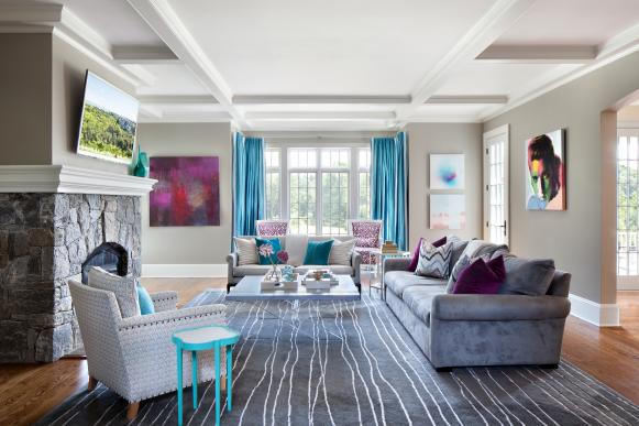 Light Gray Living Room With Gray Suede Sofa