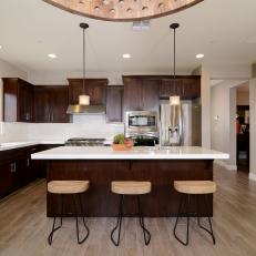 Transitional Eat-In Kitchen With White Countertops