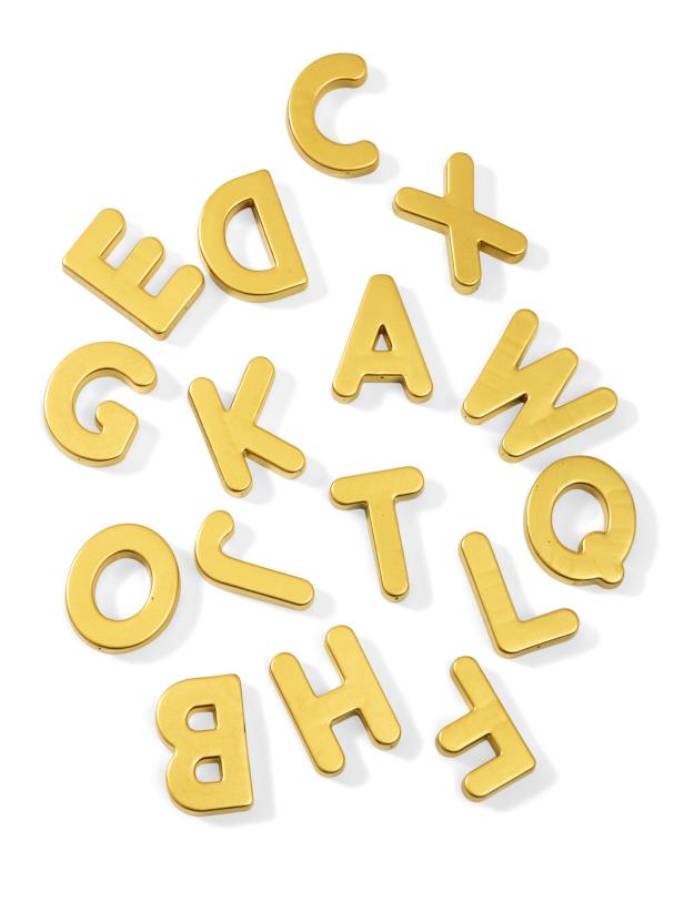 gold painted letter magnets