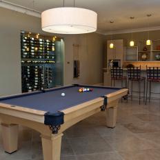 Transitional Game Room and Wine Cellar
