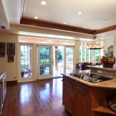 Traditional Kitchen With Warm Brown Cabinetry