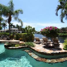 Stunning Pool Area Boasts Waterfront View