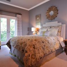 Transitional Gray Bedroom With Rustic Flair