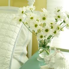 Daisies Adorn Green Bedside Table