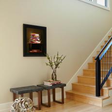 Modern Staircase With Black Metal Railing