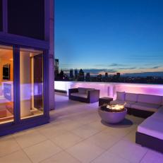 Modern Terrace With Chic Lighted Perimeter