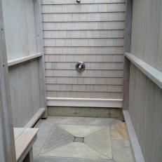 Private Outside Shower With Stone Floor