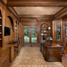 Traditional Wood Paneled Home Office